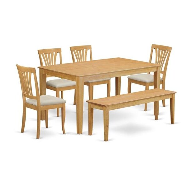 East West Furniture East West Furniture CAAV6-OAK-C Kitchen Dinette Table & 4 Chairs Plus A Wooden Bench; Oak - CAAV6-OAK-C