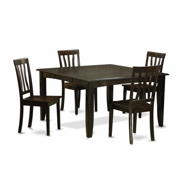 East West Furniture 5 Piece Dining Table Set For 4-Table With Leaf and 4 Kitchen Chairs - PFAN5-CAP-W