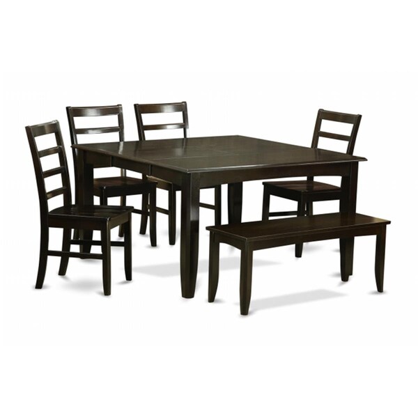 East West Furniture 6 Piece Dining Set With Benchkitchen Table With Leaf and 4 Dining Chairsplus Bench - PARF6-CAP-W