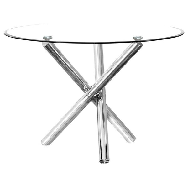 Kd Gabinetes 43 in. Beverly Round Glass Dining Table, Chrome - KD2533025