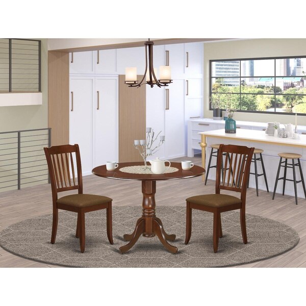 East West Furniture 3 Piece Dublin Dinette Set - Mahogany - DLDA3-MAH-C