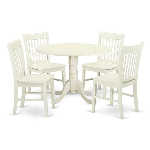 East West Furniture East West Furniture DLNO5-LWH-W 5 Piece Dublin Kitchen Table Set - DLNO5-LWH-W