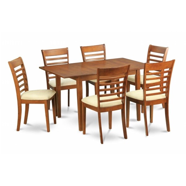 East West Furniture 7 Piece Kitchen Nook Dining Set-Breakfast Nook and 6 Dining Chairs In Brown - MILA7-SBR-C