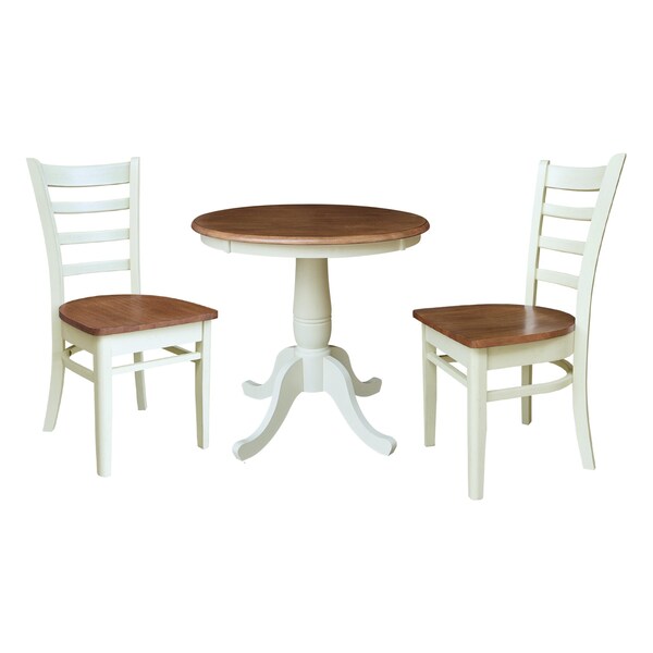 Whitewood Industries Rectangular Fixed Top Table W/ 2 Chairs, 30 in W, 29.9 in L, 30 in H, Parawood, Hickory/Shell - K79-30RT-C617-2