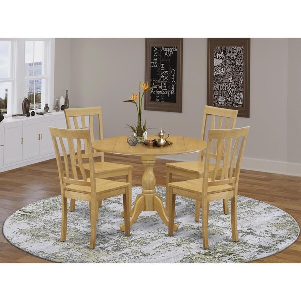 East West Furniture 5 Piece Dublin Dining Room Table Set - Oak - DMAN5-OAK-W