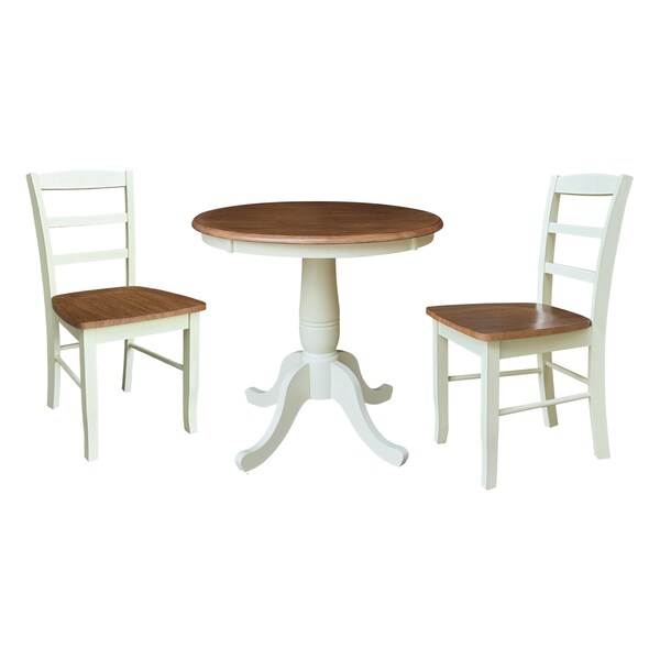 Whitewood Industries Rectangular Fixed Top Table W/ 2 Chairs, 30 in W, 29.9 in L, 30 in H, Parawood, Hickory/Shell - K79-30RT-C2-2