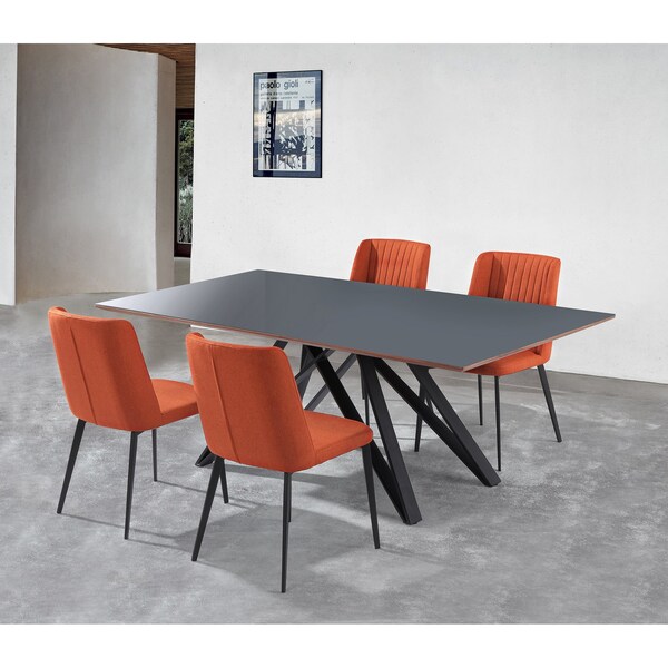 Armen Living Maine Contemporary Gray Glass 5 Piece Metal Dining Set - SETURDIMAOR