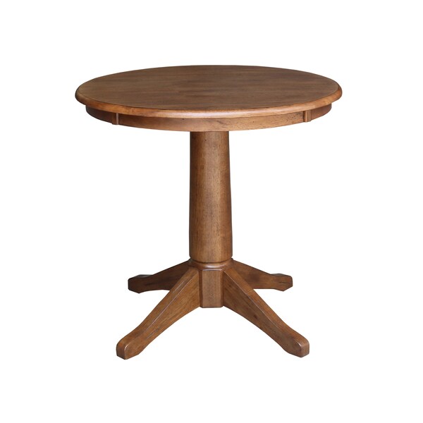 International Concepts Round 30 in Rd Top Pedestal Table, 2 Emily Chairs, Distressed Oak, 30 in W, 30 in L, 29.9 in H - K42-30RT-27B-C617-2