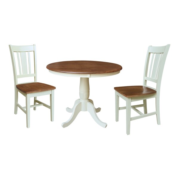 Whitewood Industries Rectangular Fixed Top Table W/ 2 Chairs, 36 in W, 29.1 in L, 36 in H, Parawood, Hickory/Shell, 3 - K79-36RT-C10-2