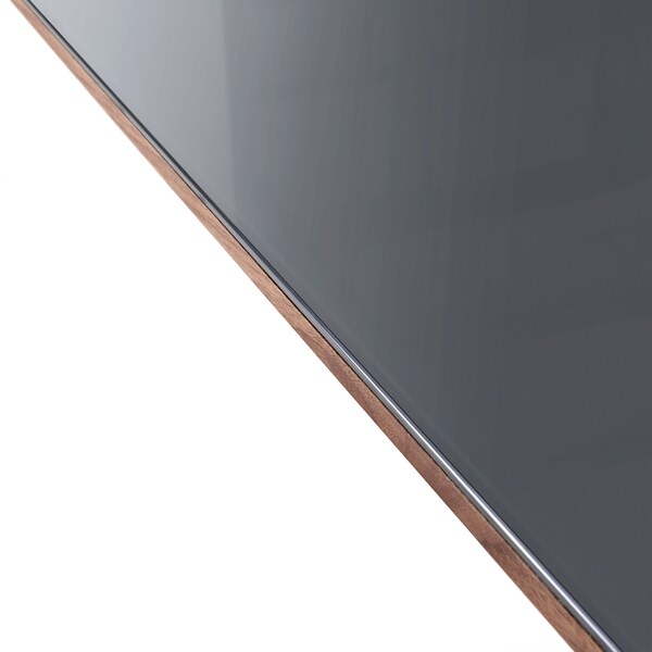 Armen Living Urbino Mid-Century Dining Table in Matte Black Finish with Walnut and Dark Gray Glass Top - LCURDIBL