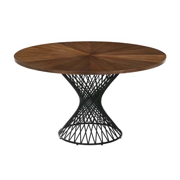 Armen Living Cirque and Polly 5 Piece Walnut Round Dining Set - SETCQDIWA5C