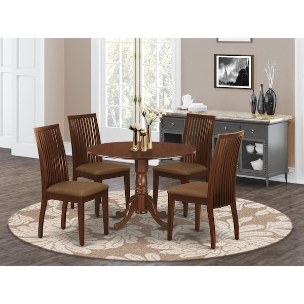 East West Furniture 5 Piece Dublin Dining Set - Mahogany - DLIP5-MAH-C