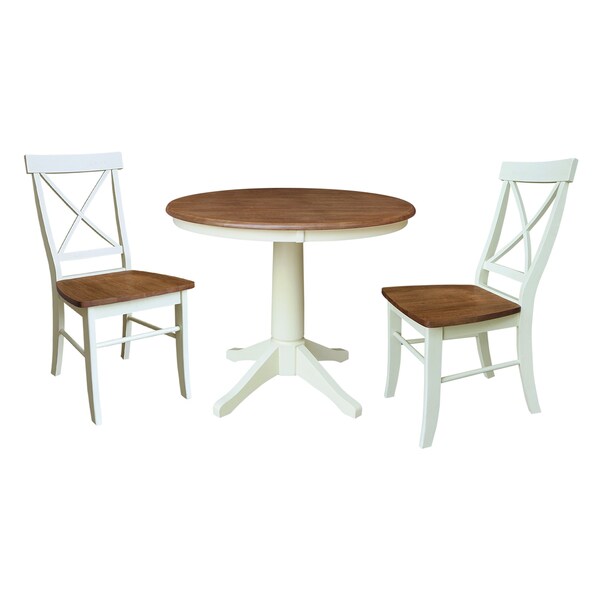 Whitewood Industries Rectangular Fixed Top Table W/ 2 Chairs, 36 in W, 29.9 in L, 36 in H, Parawood, Hickory/Shell, 3 - K79-36RT-27B-C613-2