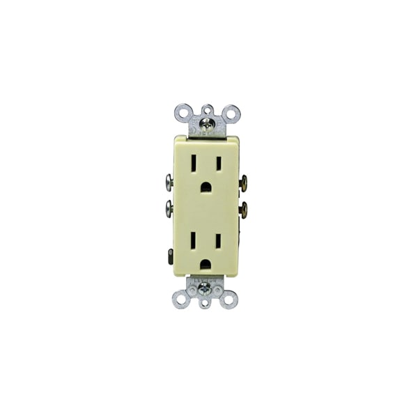 Leviton Receptacle, Deco, 15A, 5-15R, 125V, Ivory - 5325-I