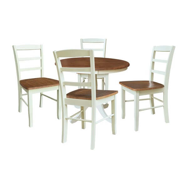 Whitewood Industries Rectangular Fixed Top Table W/ 4 Chairs, 36 in W, 29.1 in L, 36 in H, Parawood, Hickory/Shell, 5 - K79-36RT-C2-4