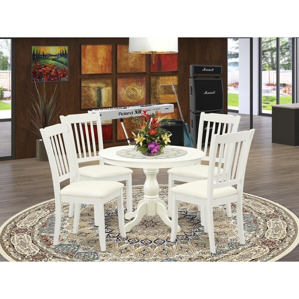 East West Furniture 5 Piece Hartland Kitchen Furniture Set - Linen White - HBDA5-LWH-C