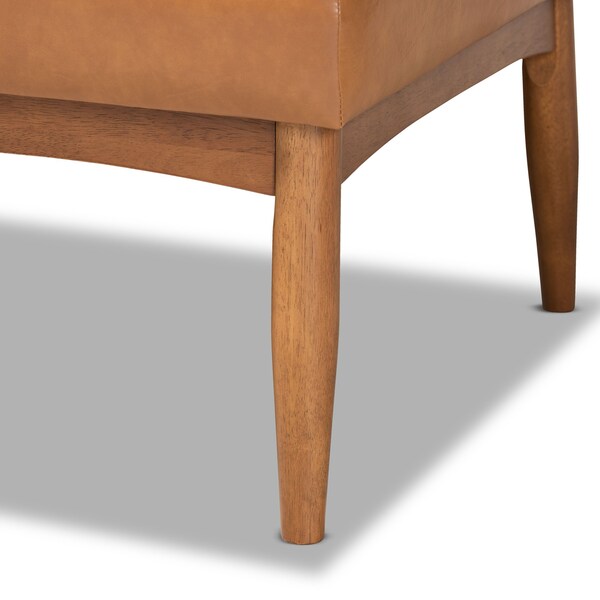 Baxton Studio Arvid Mid-Century Modern Tan Faux Leather and Walnut Brown Finished Wood 5-Piece Dining Nook Set - 175-10837-10838-10839-9305-ZORO