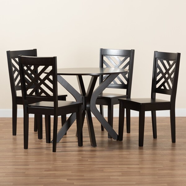 Baxton Studio Ela Modern and Contemporary Dark Brown Finished Wood 5-Piece Dining Set - 183-11430-10892-ZORO