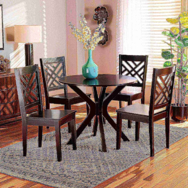 Baxton Studio Ela Modern and Contemporary Dark Brown Finished Wood 5-Piece Dining Set - 183-11430-10892-ZORO