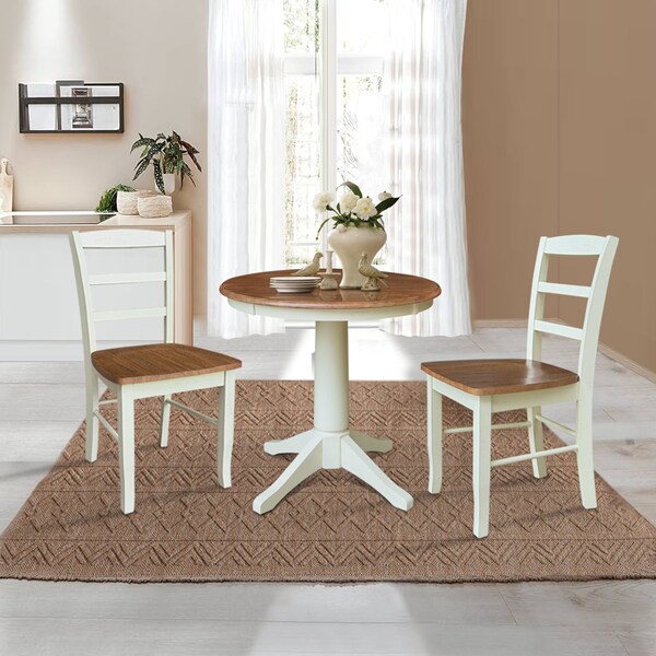 Whitewood Industries Rectangular Fixed Top Table W/ 2 Chairs, 30 in W, 29.2 in L, 30 in H, Parawood, Hickory/Shell - K79-30RT-27B-C2-2