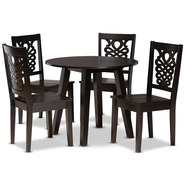 Baxton Studio Mina Modern and Contemporary Transitional Dark Brown Finished Wood 5-Piece Dining Set - 177-11381-10896-ZORO