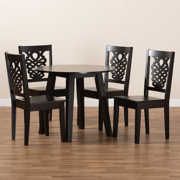 Baxton Studio Mina Modern and Contemporary Transitional Dark Brown Finished Wood 5-Piece Dining Set - 177-11381-10896-ZORO