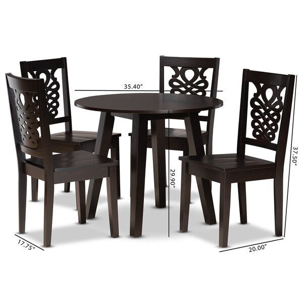Baxton Studio Mina Modern and Contemporary Transitional Dark Brown Finished Wood 5-Piece Dining Set - 177-11381-10896-ZORO