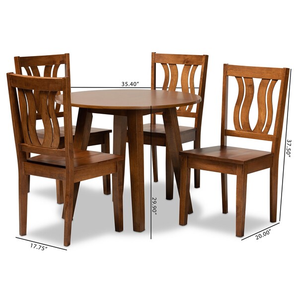 Baxton Studio Anesa Modern and Contemporary Transitional Walnut Brown Finished Wood 5-Piece Dining Set - 177-11379-10895-ZORO