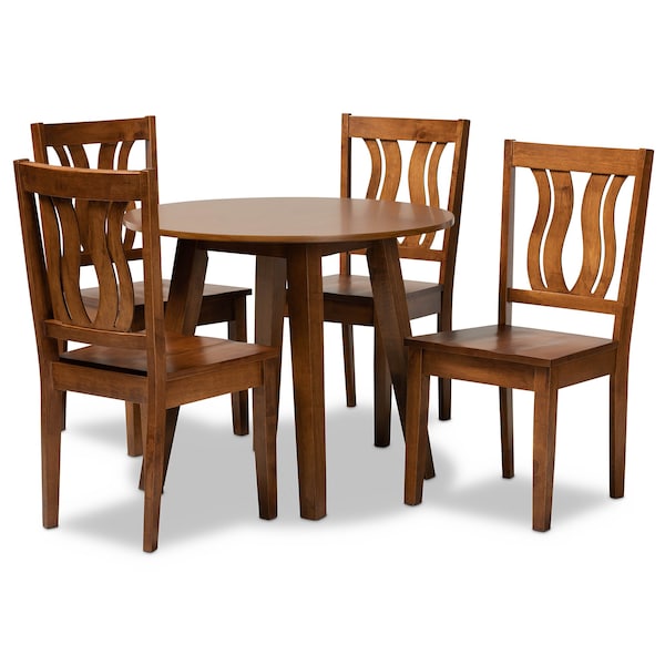 Baxton Studio Anesa Modern and Contemporary Transitional Walnut Brown Finished Wood 5-Piece Dining Set - 177-11379-10895-ZORO