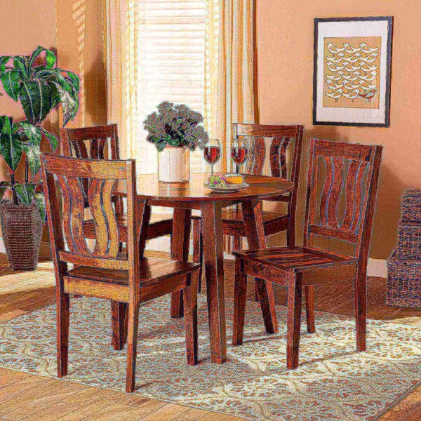 Baxton Studio Anesa Modern and Contemporary Transitional Walnut Brown Finished Wood 5-Piece Dining Set - 177-11379-10895-ZORO