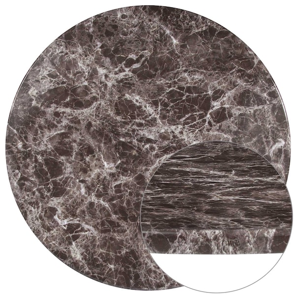 Flash Furniture 42" Round Gray Marble PVC Table Top - XU-RD-42-MAR-GG