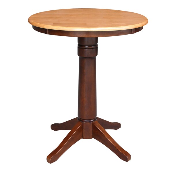 International Concepts 30 in. Round Pedestal Counter Height Table with 2 Emily Counter Height Stools - 3 Piece Set - K58-30RT-27B-S6172-2