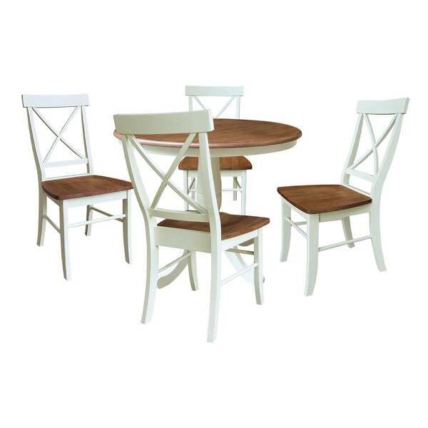 Whitewood Industries Rectangular Extension Dining Table W/ 4 Chairs, 36 in W, 29.3 in L, 48 in H, Parawood, 5 - K79-36RXT-C613-4