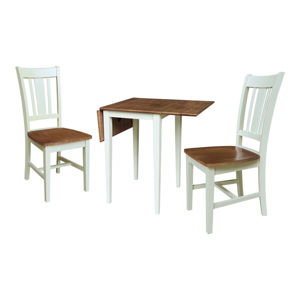 Whitewood Industries Rectangular Small Dual Drop Leaf Dining Table W/ 2 San Remo Chairs, 36 in W, 29 in L, 22 in H - K79-2236D-C10-2