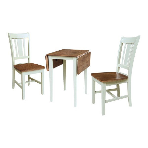 Whitewood Industries Rectangular Small Dual Drop Leaf Dining Table W/ 2 San Remo Chairs, 36 in W, 29 in L, 22 in H - K79-2236D-C10-2