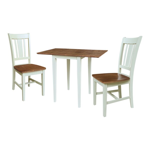 Whitewood Industries Rectangular Small Dual Drop Leaf Dining Table W/ 2 San Remo Chairs, 36 in W, 29 in L, 22 in H - K79-2236D-C10-2