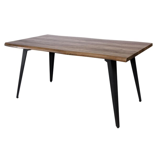 Kd Americana 30 x 63 x 34 in. Ravenna Modern Rectangular Wood Dining Table with Metal Legs, Dark Brown - KD2448698