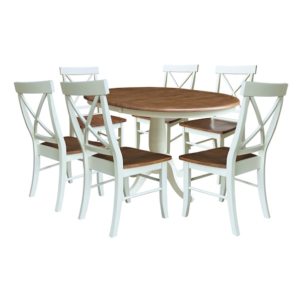 Whitewood Industries Rectangular Extension Dining Table W/ 6 Chairs, 36 in W, 29.3 in L, 48 in H, Parawood, 7 - K79-36RXT-C613-6