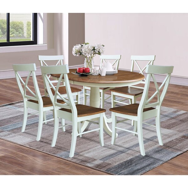 Whitewood Industries Rectangular Extension Dining Table W/ 6 Chairs, 36 in W, 29.3 in L, 48 in H, Parawood, 7 - K79-36RXT-C613-6