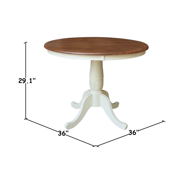 Whitewood Industries Rectangular Fixed Top Pedestal Table, 36 in W, 29.1 in L, 36 in H, Parawood, Hickory/Shell - K79-36RT