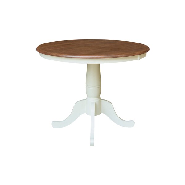 Whitewood Industries Rectangular Fixed Top Pedestal Table, 36 in W, 29.1 in L, 36 in H, Parawood, Hickory/Shell - K79-36RT