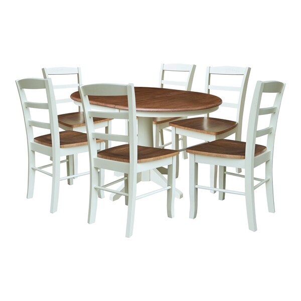 Whitewood Industries Rectangular Extension Dining Table W/ 6 Chairs, 36 in W, 30.1 in L, 48 in H, Parawood, 7 - K79-36RXT-27B-C2-6