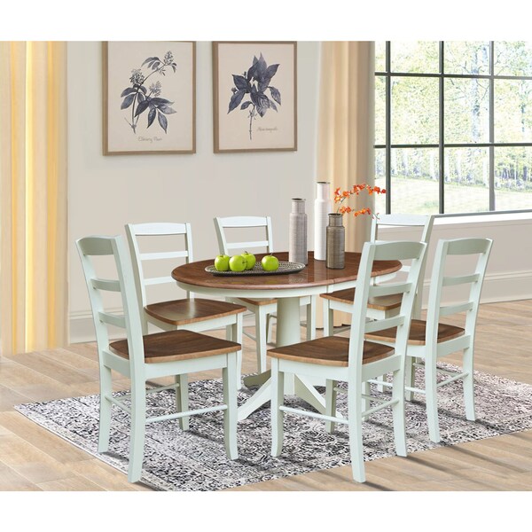 Whitewood Industries Rectangular Extension Dining Table W/ 6 Chairs, 36 in W, 30.1 in L, 48 in H, Parawood, 7 - K79-36RXT-27B-C2-6