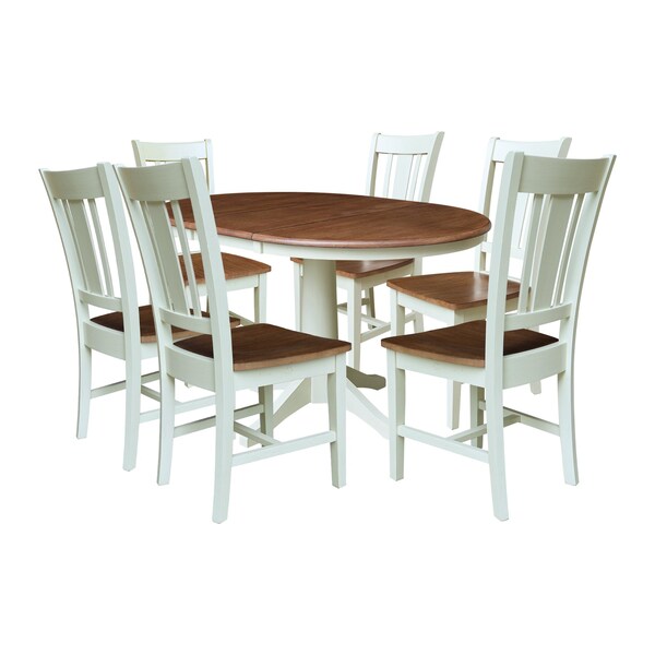 Whitewood Industries Rectangular Extension Dining Table W/ 6 Chairs, 36 in W, 30.1 in L, 48 in H, Parawood, 7 - K79-36RXT-27B-C10-6