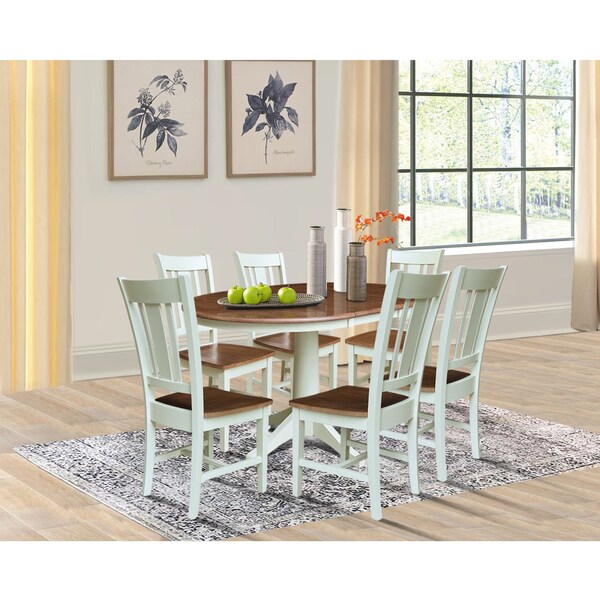 Whitewood Industries Rectangular Extension Dining Table W/ 6 Chairs, 36 in W, 30.1 in L, 48 in H, Parawood, 7 - K79-36RXT-27B-C10-6