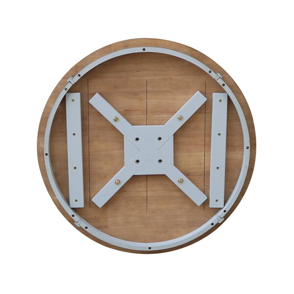 International Concepts Round 30 in Rd Top Pedestal Table, Dining Height, Hickory/Stone, 30 in W, 30 in L, 29.1 in H, Wood - K41-30RT