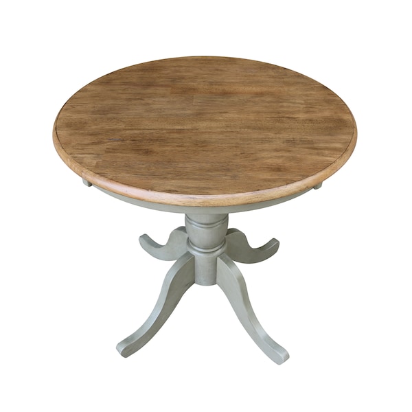 International Concepts Round 30 in Rd Top Pedestal Table, Dining Height, Hickory/Stone, 30 in W, 30 in L, 29.1 in H, Wood - K41-30RT