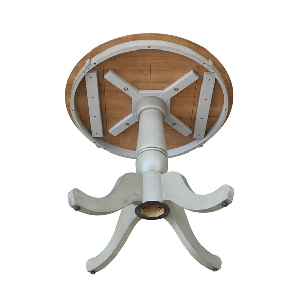 International Concepts Round 30 in Rd Top Pedestal Table, Dining Height, Hickory/Stone, 30 in W, 30 in L, 29.1 in H, Wood - K41-30RT