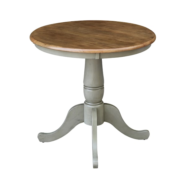 International Concepts Round 30 in Rd Top Pedestal Table, Dining Height, Hickory/Stone, 30 in W, 30 in L, 29.1 in H, Wood - K41-30RT