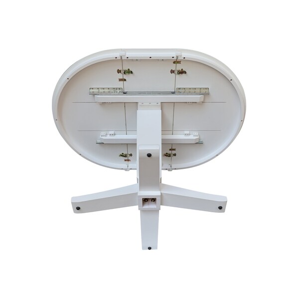 International Concepts 36 in. Solid Wood Round Top Pedestal Table with 12 in. Leaf - 30.1 in.High - Dining Height in White - K08-36RXT-23B